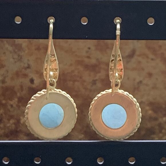 Gold Vermeil over Sterling Silver & Blue Chalcedony Earrings Dangle/Drop - Picture 9 of 9